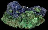 Sparkling Azurite Crystal Cluster with Malachite - Laos #69704-1